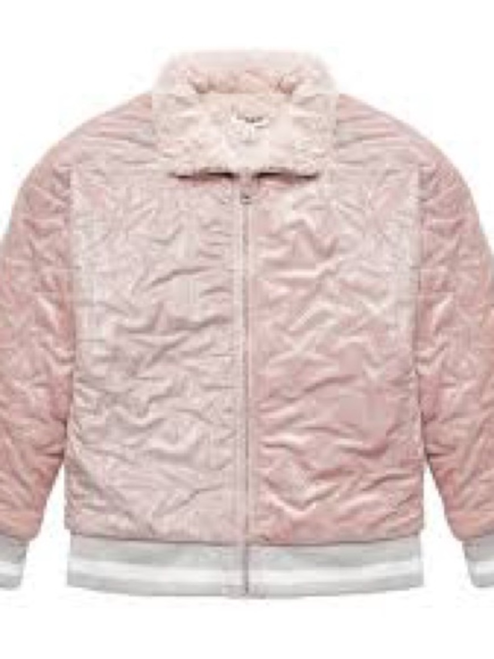 kidpik Light Pink Quilted Puffer Jacket with Sherpa Collar